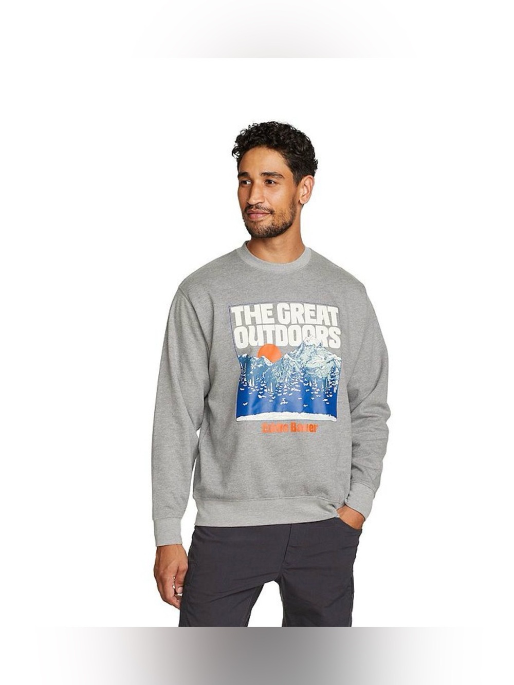Men's Eddie Bauer The Great Outdoors Graphic Crewneck Sweatshirt - Gray
